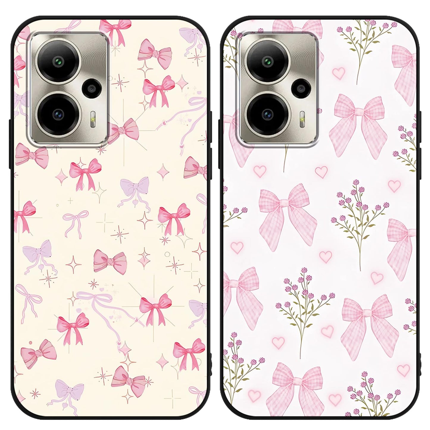 2 Pack Cartoon Floral Phone Case for Gabb Phone 4 6.1",Cute Kawaii Flower Collage Pattern Cases Aesthetic Design,Black TPU Bumper Protective Cover for Girls Women