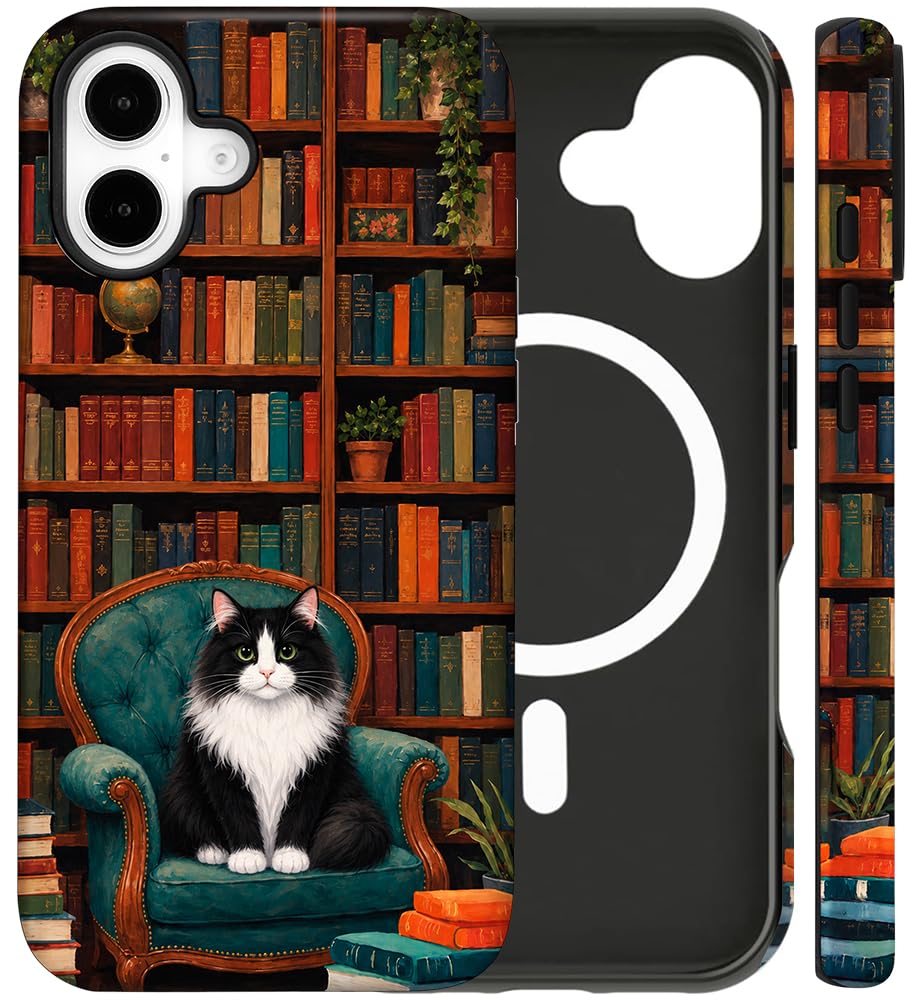 Magnetic for iPhone 13/14 Case Cute Cat Phone Case, Apricot | Shockproof Slim TPU and Hard PC Protective Phone Cover Compatible with MagSafe Designed for Women Girls Gift
