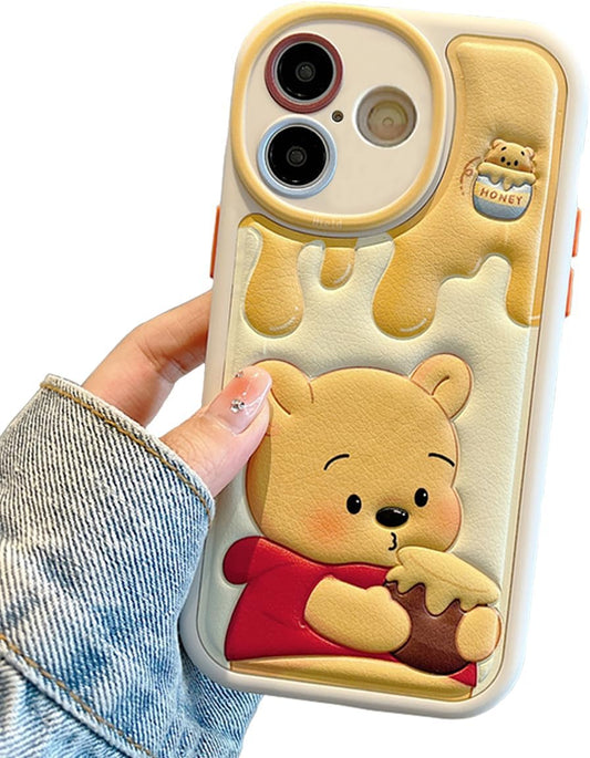 Compatible with iPhone 17 Cute Case, Kawaii Phone Case TPU Leather Cute Bear Cartoon case Soft Rubber Shockproof Protective for iPhone 17 Case Cover for Women Girls