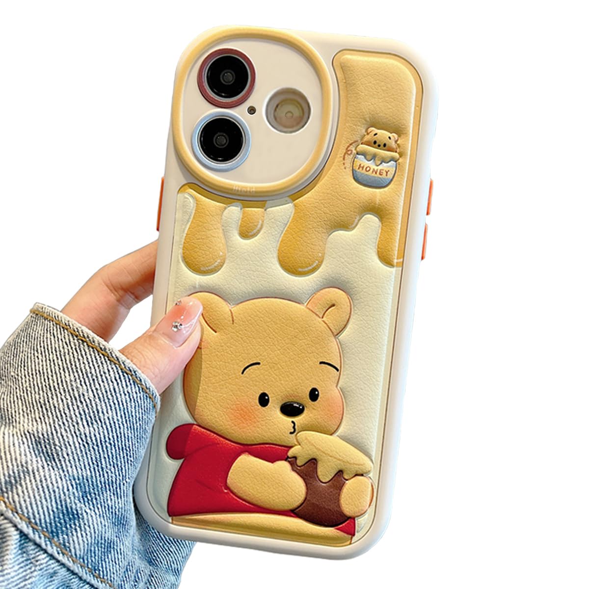 Compatible with iPhone 17 Cute Case, Kawaii Phone Case TPU Leather Cute Bear Cartoon case Soft Rubber Shockproof Protective for iPhone 17 Case Cover for Women Girls