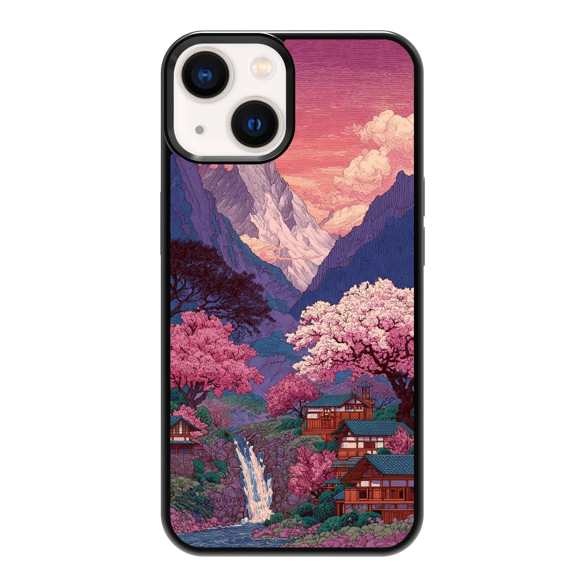 Dark Botanical Wildflower Forest Green Leaf White Blossom Nature Art Phone Case, Shockproof Protective Cover for iPhone 11 12 13 14 15 16 17 Pro Max Plus Mini XR 7 8 SE