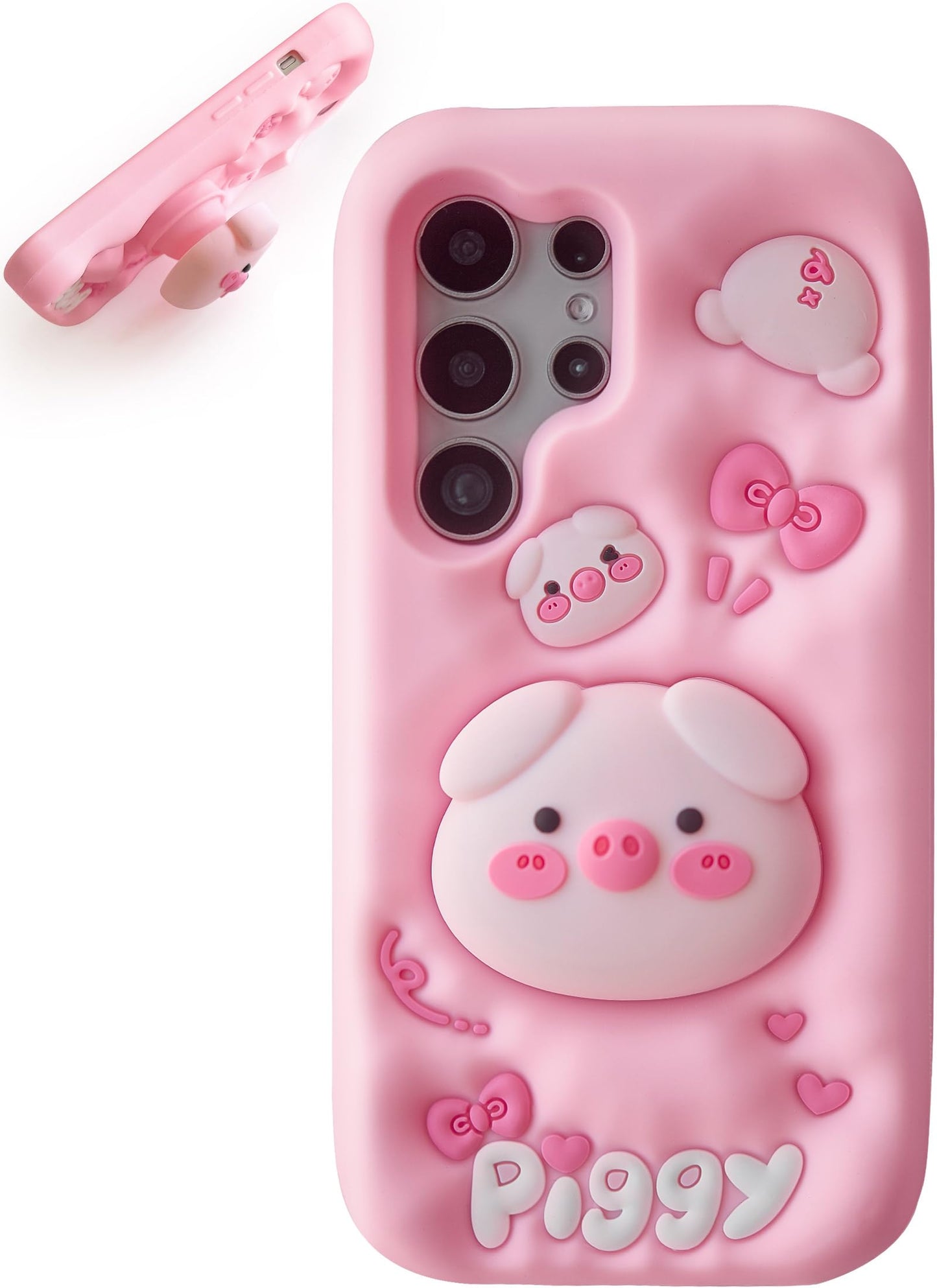 Kawaii 3D Teddy Bear Pop-Up Stand and Grip Phone Case for Samsung Galaxy S25 Ultra, Cute Cartoon Animal Phone Cover for Girls, Boys, Kids, Teens, and Womens