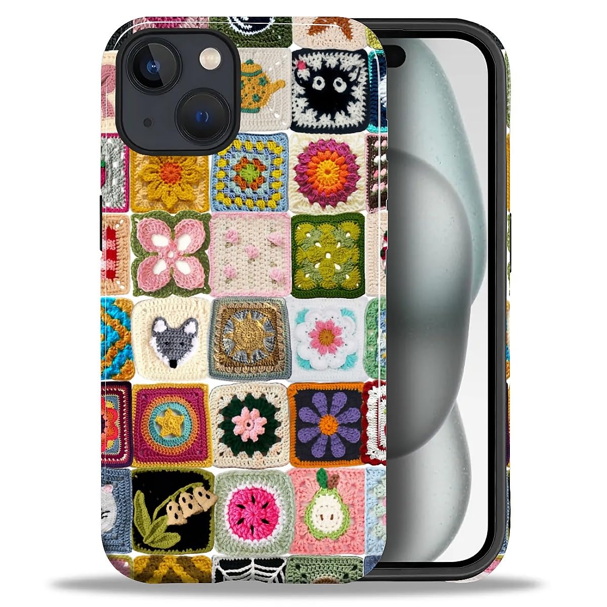 DAIZAG Case for iPhone 13 iPhone 14, Christmas Coffee Snowflake Cane Full-Body Design Hybrid Dual Protection Soft TPU + Hard PC, Shockproof Scratch-Resistant Protective Cover Phone Case for Men Women