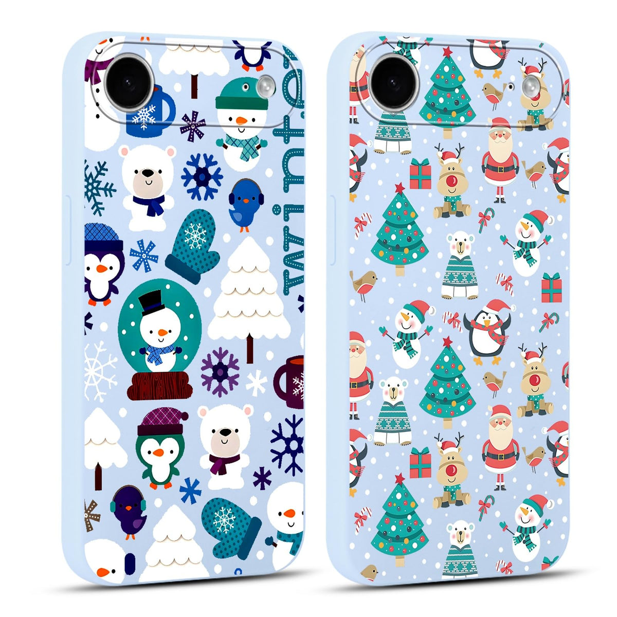 2 Pack Merry Christmas Phone Case for iPhone 16 6.1", Cute Xmas Christmas Tree Pattern Case with Candy Design Christmas Decorations Gifts Shockproof Soft Silicone Cover for Girl Women