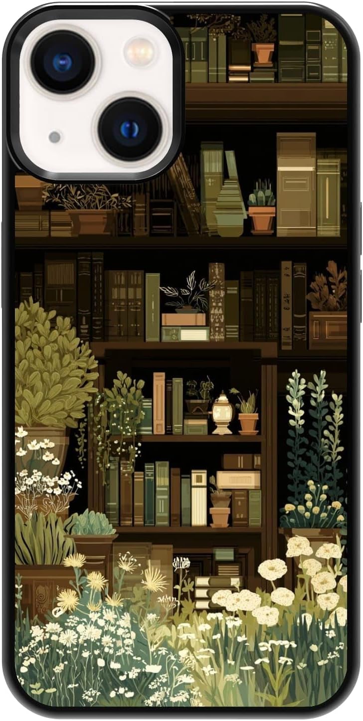 Urban Jungle Bookshelf Houseplant Study Room Phone Case, Shockproof Protective Cover for iPhone 11 12 13 14 15 16 17 Pro Max Plus Mini XR 7 8 SE