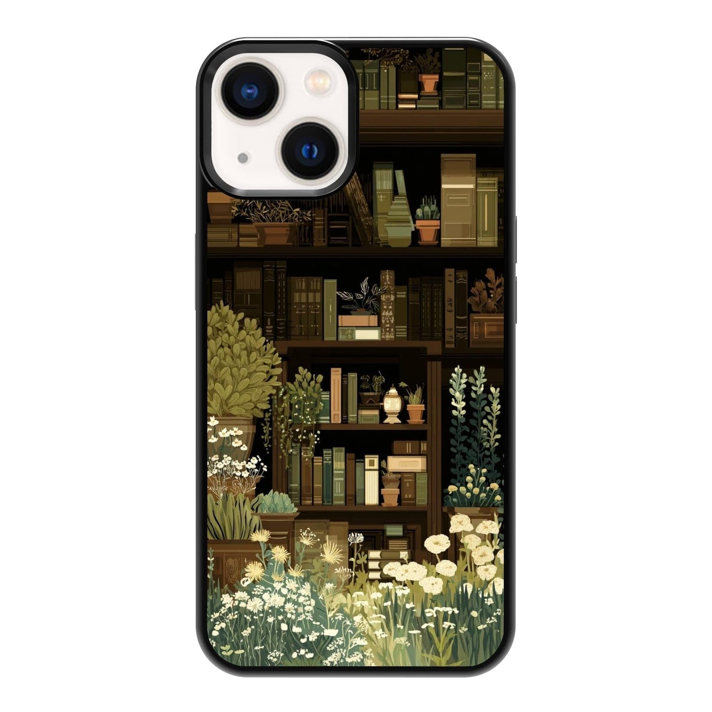 Urban Jungle Bookshelf Houseplant Study Room Phone Case, Shockproof Protective Cover for iPhone 11 12 13 14 15 16 17 Pro Max Plus Mini XR 7 8 SE