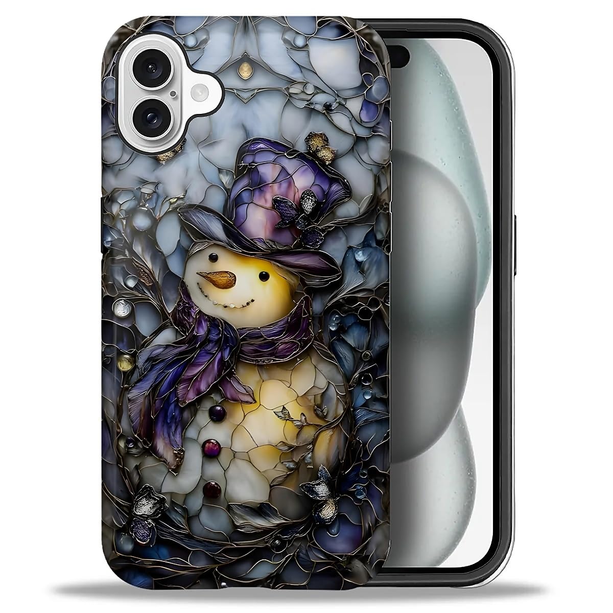 Case for iPhone 17,Drop Protection Hybrid 2-Layer Hard Phone Cover-Vintage Christmas Stamps Collage