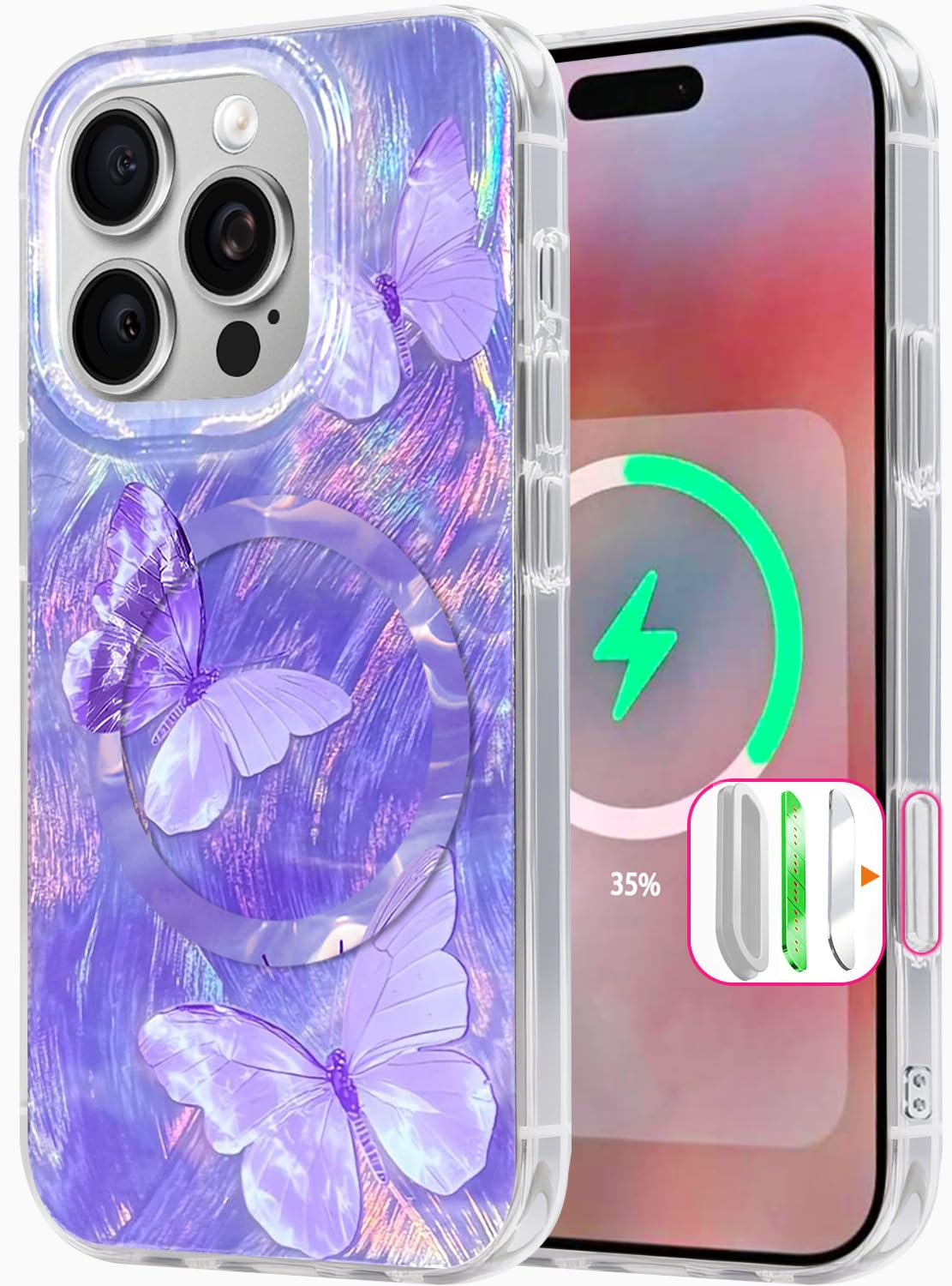 Compatible with iPhone 17 Case,with [Soft Slim][Camera Protection] Cute Fishing Cats Shiny Aesthetic Phone Cover Anti-Yellowing Shockproof Protective Cover for Women Girl