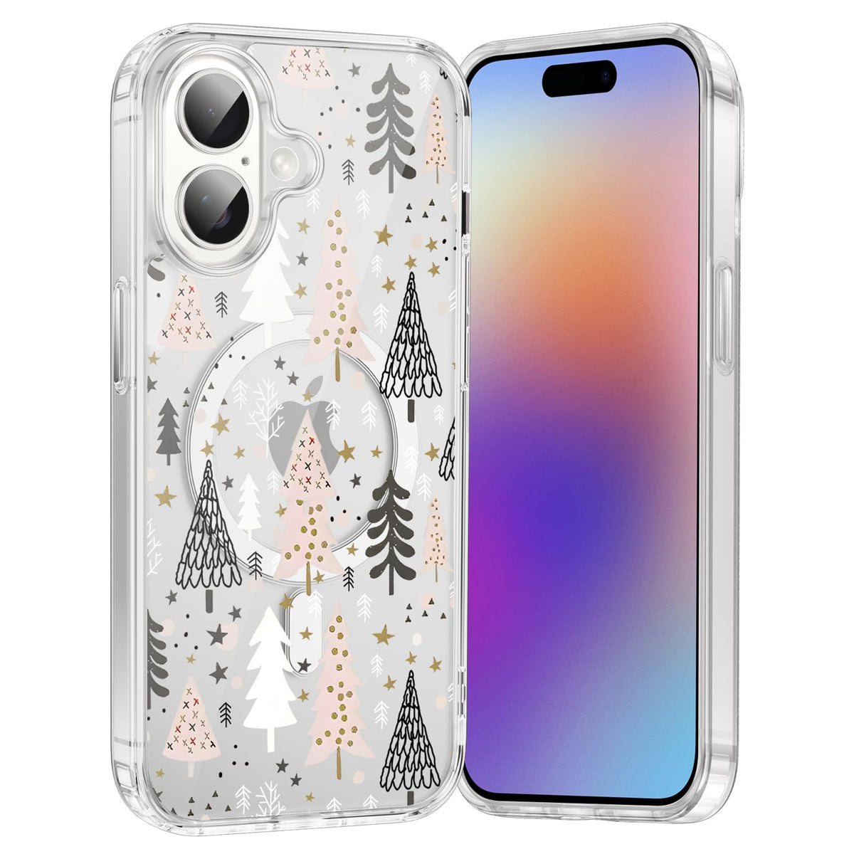 Merry Christmas Snowflake Phone Case for iPhone 13 / iPhone 14 Xmas Clear Magnetic Case 6.1", Compatible with Magsafe, Cute Winter Pattern Design Cover Shockproof Soft TPU Funda for Girl Women