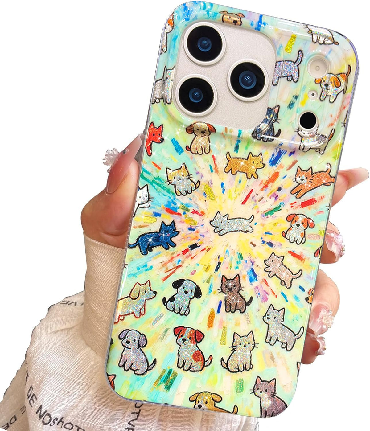 Compact Case for iPhone 15 Black cat Design,Cute Trendy Soft Slim TPU Shockproof Protective Bumper Phone Cases Cover for Women Girls Aesthetic Glitter Shiny Adorable