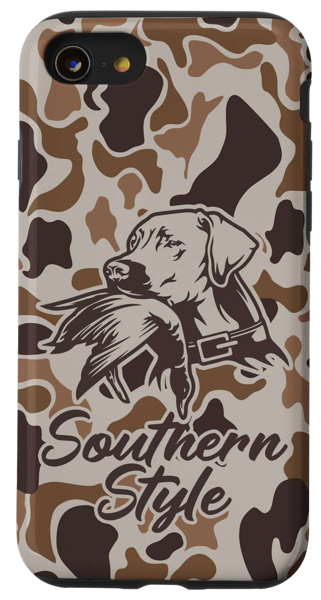 iPhone 15 Old School Camo Southern Style Duck Hunters with Dog Case
