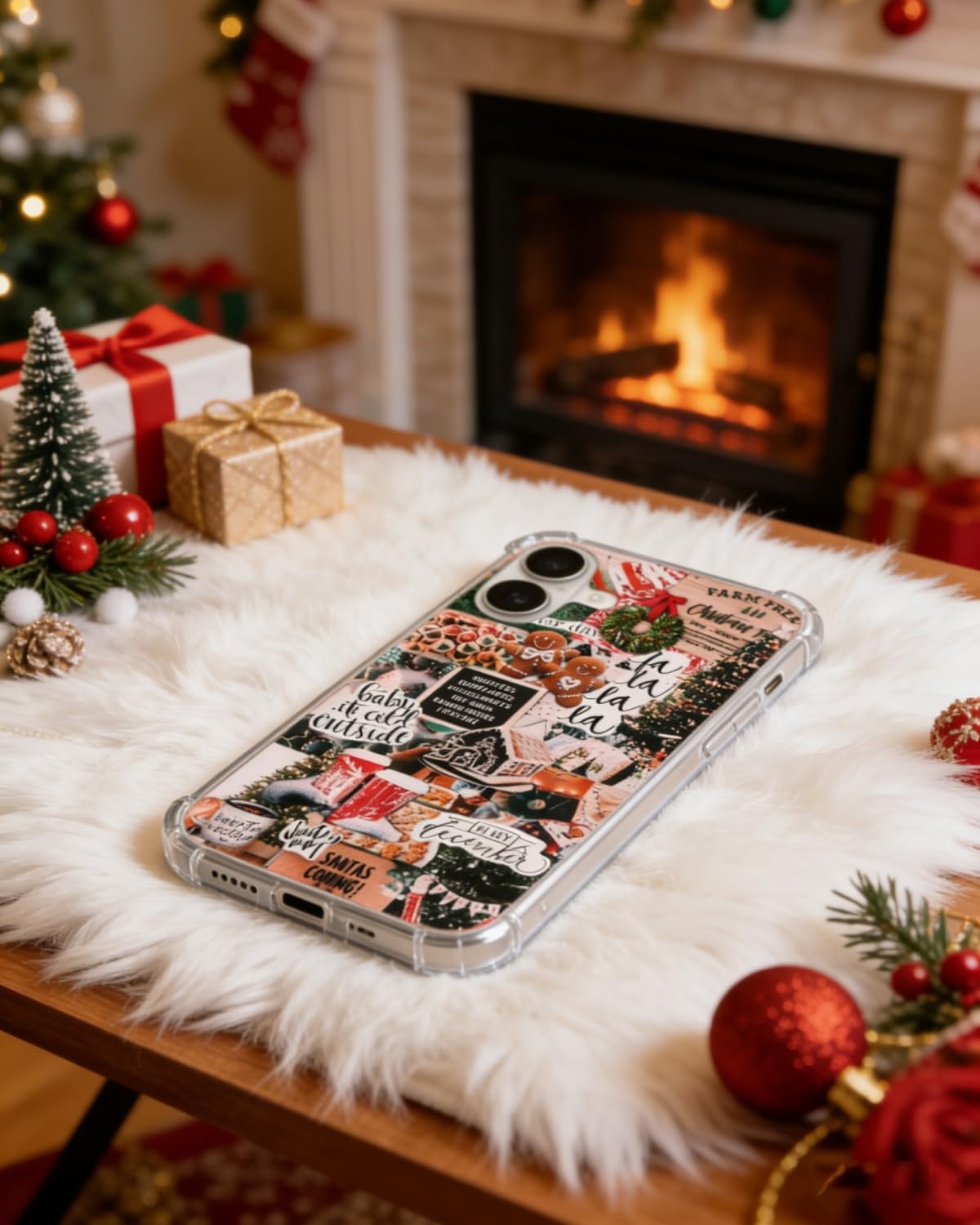 Christmas Aesthetic Phone Case Compatible with iPhone 17, Winter Holiday Festive Phone Cover for iPhone 17