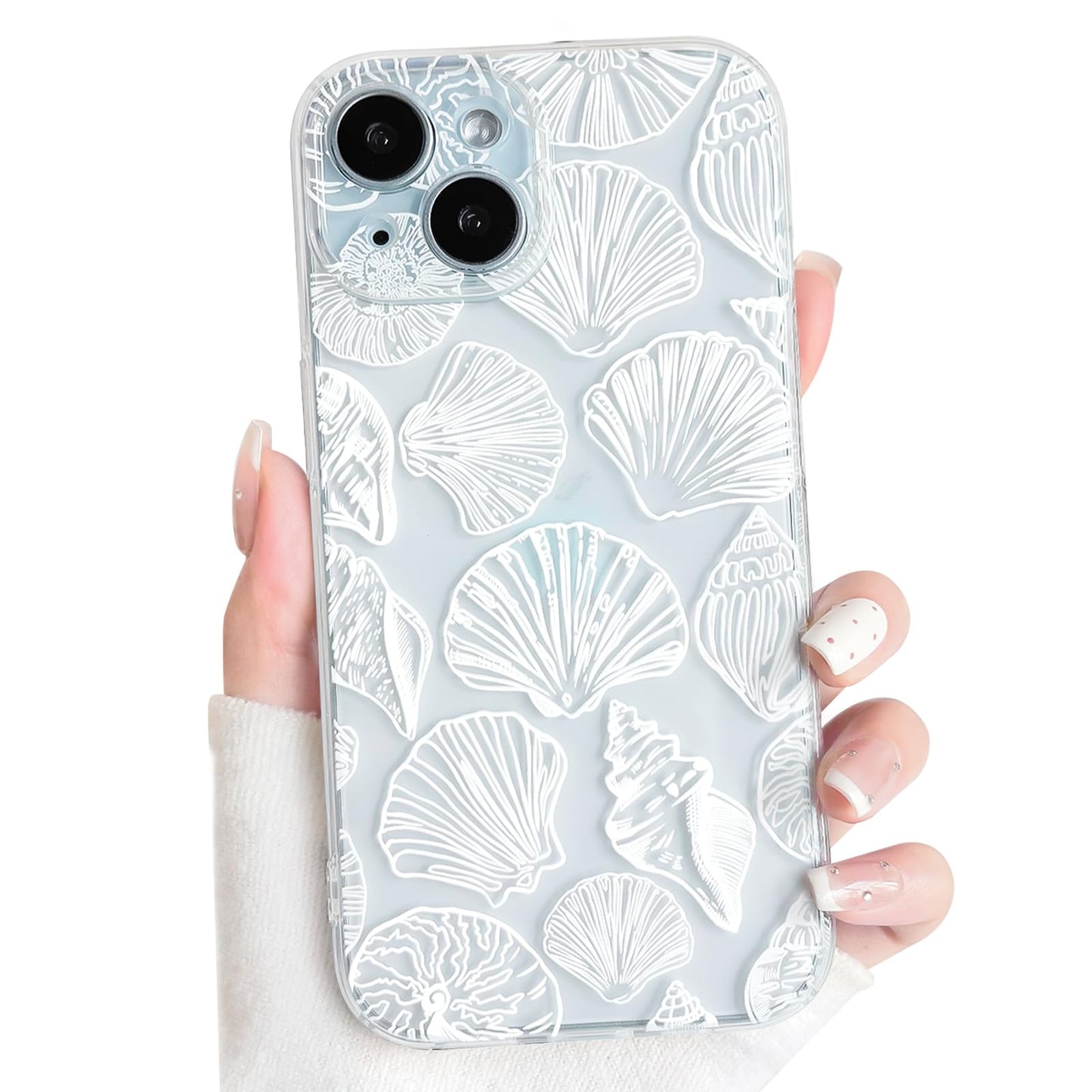 NITITOP Compatible with iPhone 15 Case Clear Sea - White Turtle | Cute, Shell whale ocean animal, For women men girls boys, Slim, Soft TPU, Shockproof