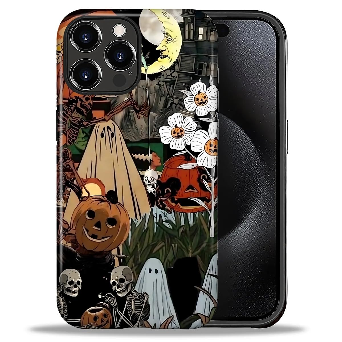for iPhone 17 Pro Max Case,Hybrid 2-Layer Hard Shell + Silicone Protective Case -Resistant Shockproof- Ally's Dog's Cute College Summer Flower Collage