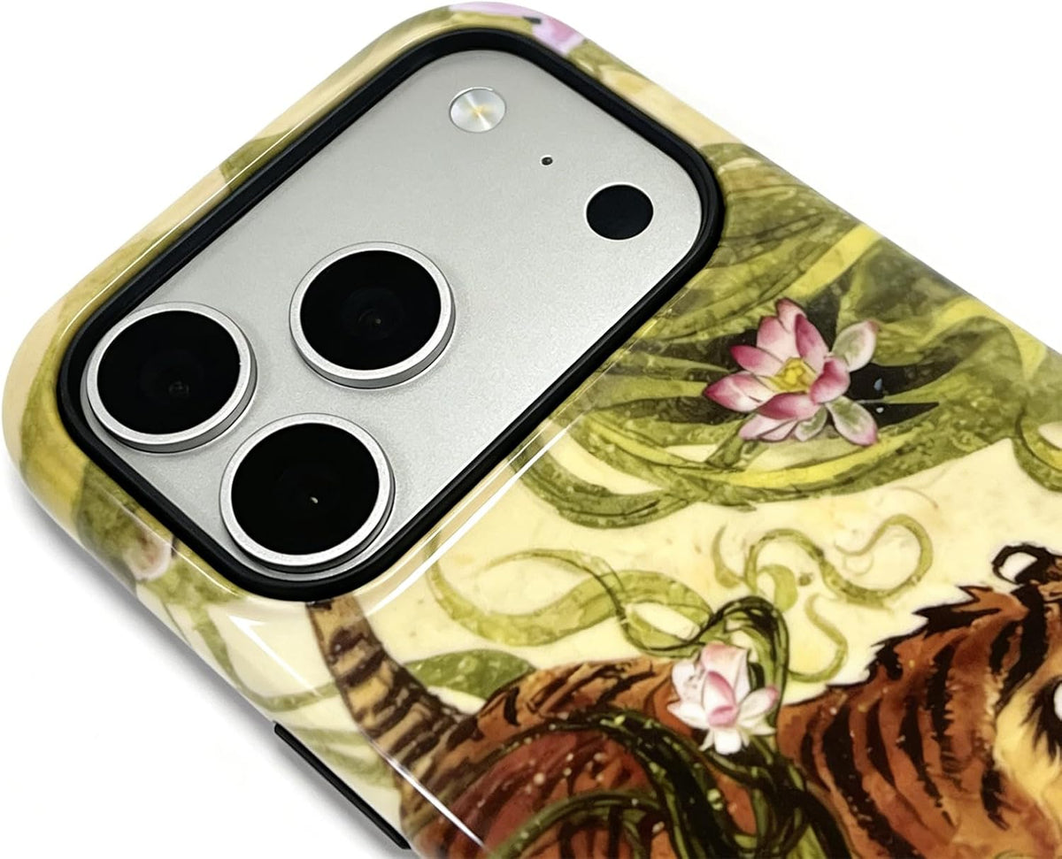 for iPhone 17 Pro Case Cute Retro Chinese-Style Tiger Phone Case Made of Hard PC Material, It Provides Full Protection with A Glossy Finish for Women (Green, iPhone 17 Pro)