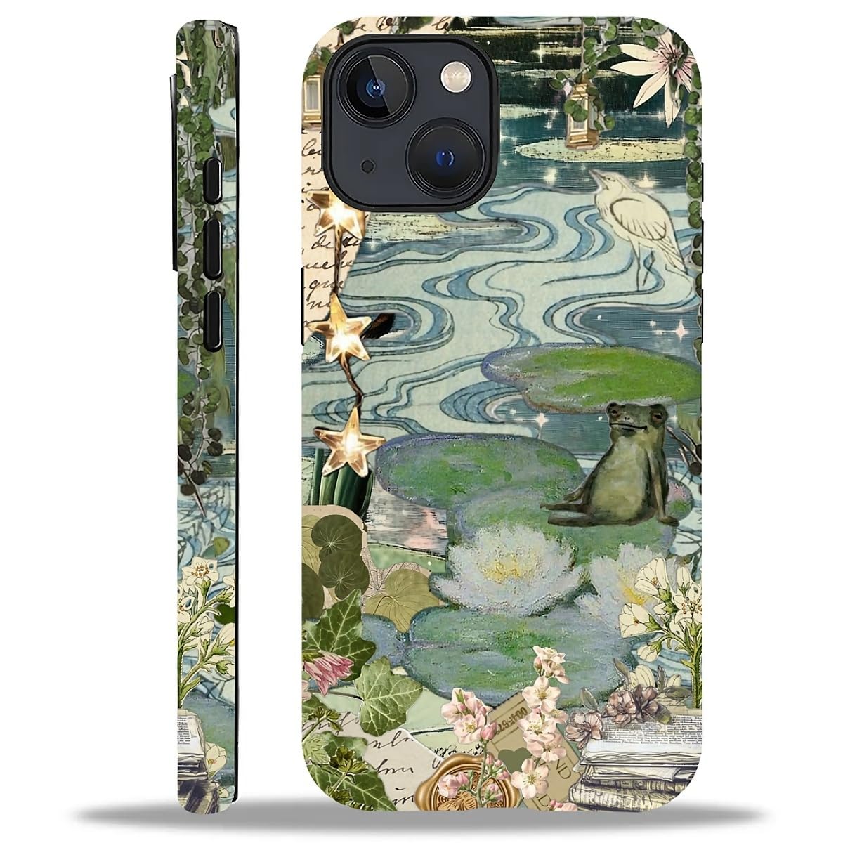Case for iPhone 16 Pro Max,Aesthetic Frog Pond Splice Exquisitely Pattern Double Protective Phone Cover Cases Soft Silicone for iPhone 16 Pro Max