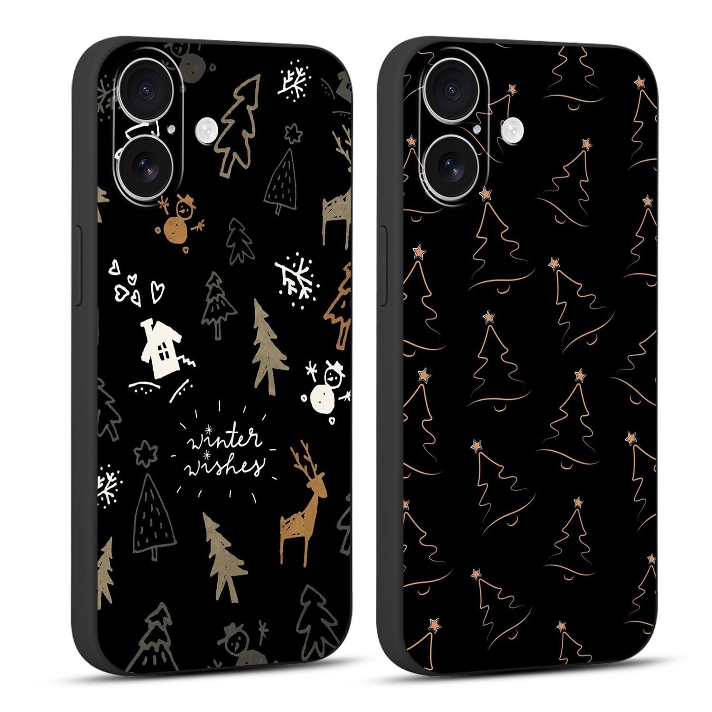 2 Pack Merry Christmas Phone Case for iPhone 13 / iPhone 14 6.1", Cute Red Christmas Truck Car Tree Candy Snowflake Pattern Case Anti-Scratch Shockproof Soft Silicone Gifts Girl Women Cover