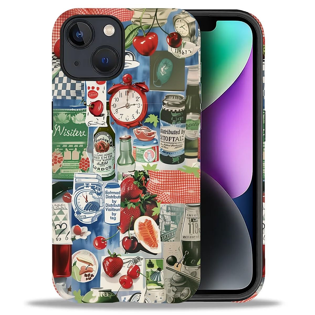 DAIZAG Phone Case Compatible with iPhone 13/14,Christmas Santa Claus Mixed 2 Layer Soft Silicone+Hard PC Ddouble Protection Ultra-Thin Phone Case for iPhone 13/14