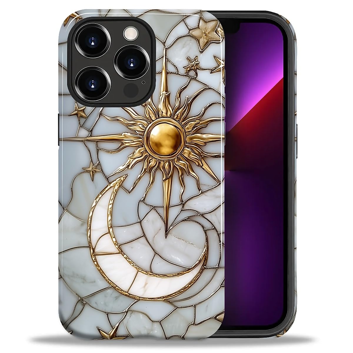 DAIZAG Case for iPhone 13 iPhone 14, Christmas Coffee Snowflake Cane Full-Body Design Hybrid Dual Protection Soft TPU + Hard PC, Shockproof Scratch-Resistant Protective Cover Phone Case for Men Women