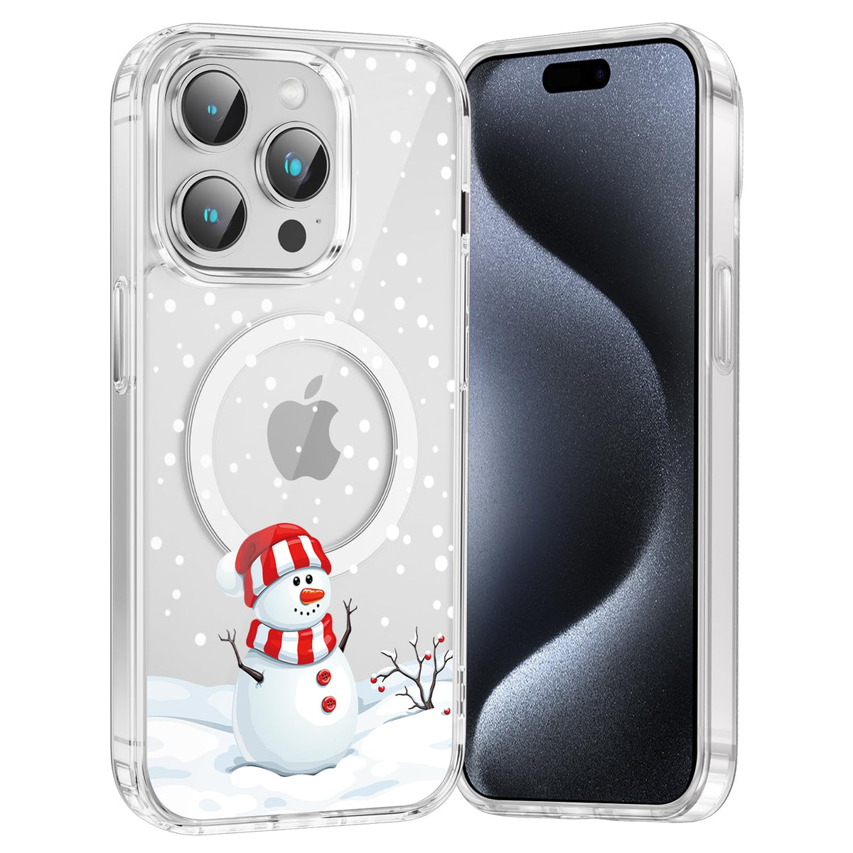Merry Christmas Snowflake Phone Case for iPhone 13 / iPhone 14 Xmas Clear Magnetic Case 6.1", Compatible with Magsafe, Cute Winter Pattern Design Cover Shockproof Soft TPU Funda for Girl Women
