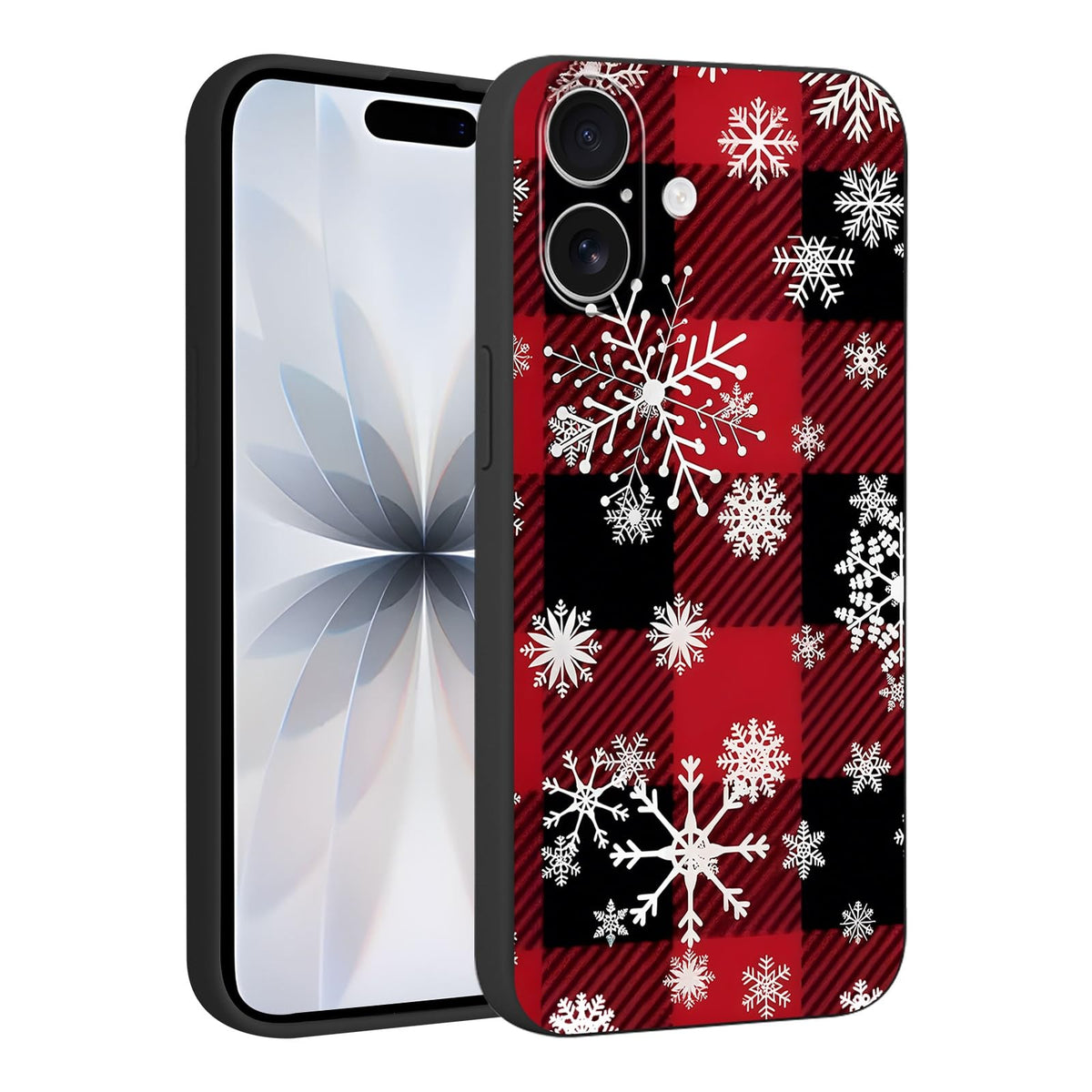 Merry Christmas Plaid Checkered Phone Case for iPhone 11 6.1", Cute Xmas Case Red Grey Scottish Tartan Grid Stripe Pattern Design Cover Shockproof Soft Silicone Protective Funda for Girl Women