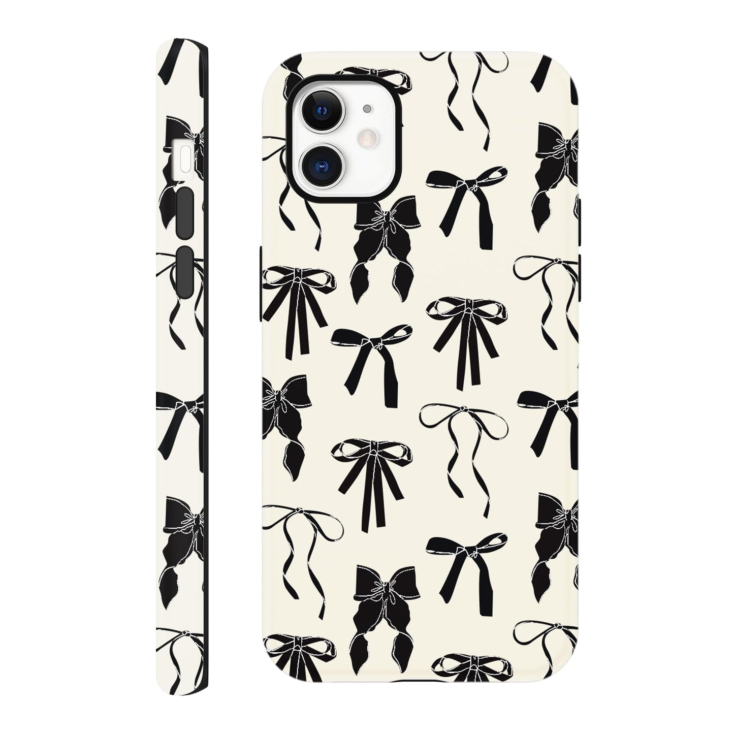 Cute Christmas Bow Phone Case for iPhone 12/12 Pro Case 6.1", Red Green Aesthetic Coquette Preppy Ribbon Bowknot Pattern Design Cover Shockproof Soft TPU Hard PC Protection Girls Women Funda