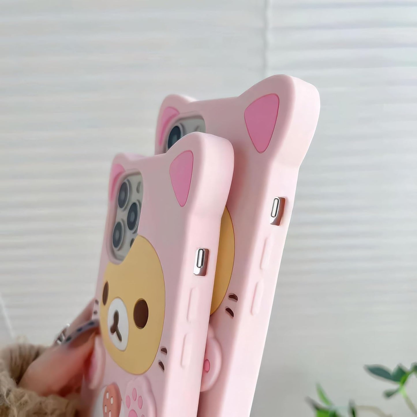 IAIYOXI 3D Cute Cartoon Bear Phone Case for iPhone 13 - Fashionable and Stylish - Funny Pink Bear Design - Soft TPU Protective Case - Kawaii Silicone Cover for Women, Girls, and Kids