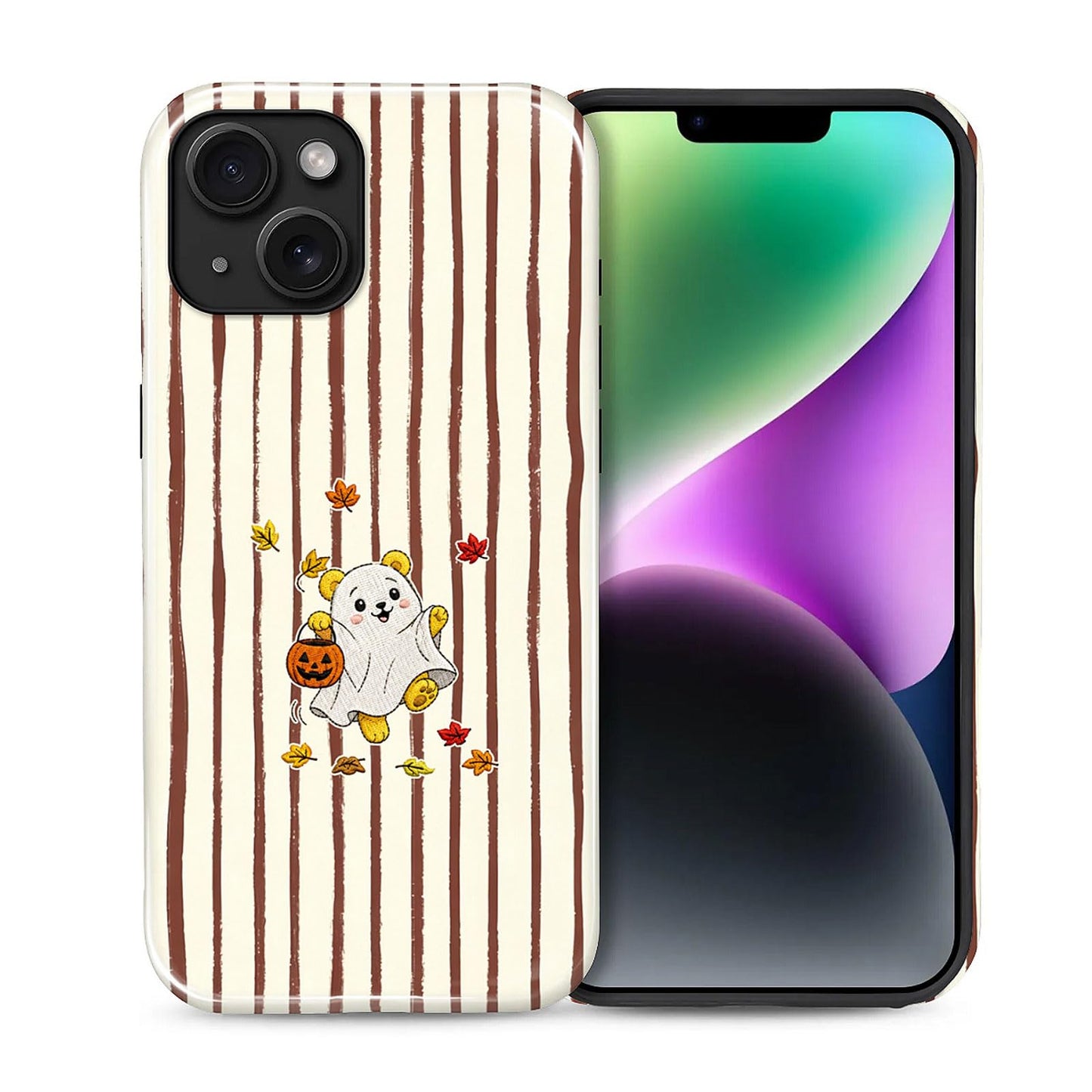 for iPhone 13/14 Case,Hybrid 2-Layer Hard Shell + Silicone Protective Case -Resistant Shockproof- A Naughty Cat with Blue Stripes Eating Fish