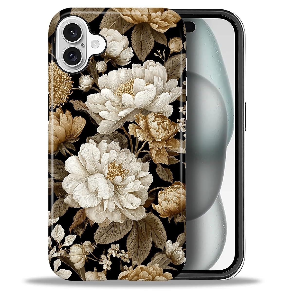 DAIZAG Case for iPhone 13 iPhone 14, Christmas Coffee Snowflake Cane Full-Body Design Hybrid Dual Protection Soft TPU + Hard PC, Shockproof Scratch-Resistant Protective Cover Phone Case for Men Women