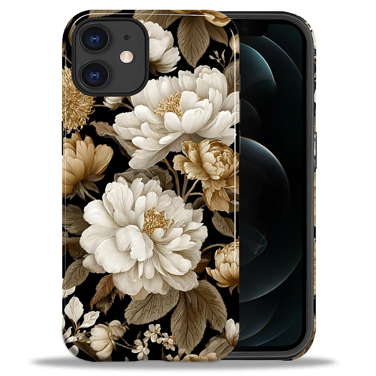 DAIZAG Case for iPhone 13 iPhone 14, Christmas Coffee Snowflake Cane Full-Body Design Hybrid Dual Protection Soft TPU + Hard PC, Shockproof Scratch-Resistant Protective Cover Phone Case for Men Women