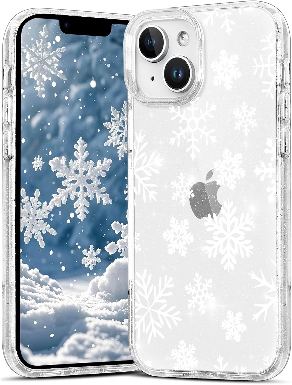 Christmas Phone Case for iPhone 13 6.1", Cute Glitter Christmas Tree Candy Snowflake Pattern, Preety Bling Sparkle Soft TPU Anti-Scratch Shockproof Protective Cover for Women Girls