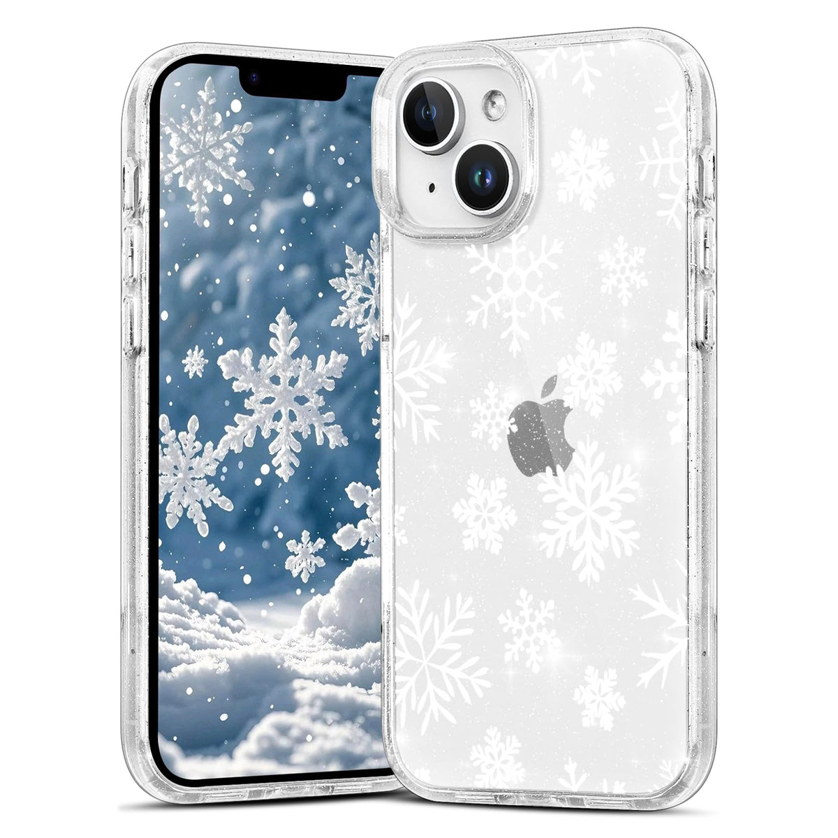 Christmas Phone Case for iPhone 13 6.1", Cute Glitter Christmas Tree Candy Snowflake Pattern, Preety Bling Sparkle Soft TPU Anti-Scratch Shockproof Protective Cover for Women Girls