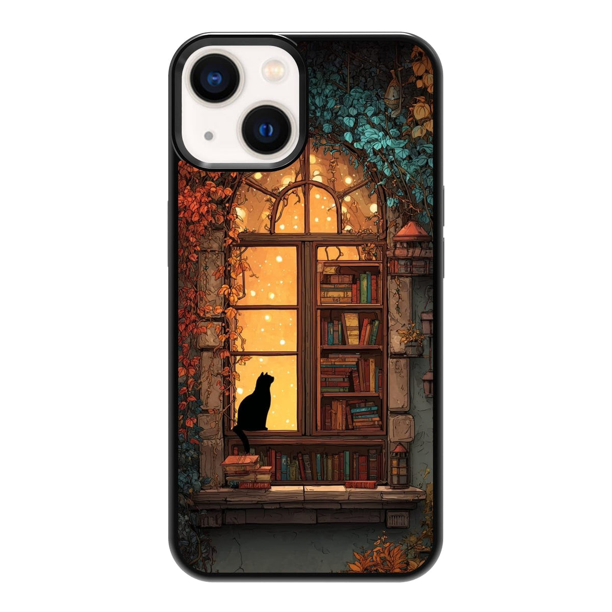 Lush Tropical Monstera Leaves Black Cat Botanical Art Phone Case, Shockproof Protective Cover for iPhone 11 12 13 14 15 16 17 Pro Max Plus Mini XR 7 8 SE