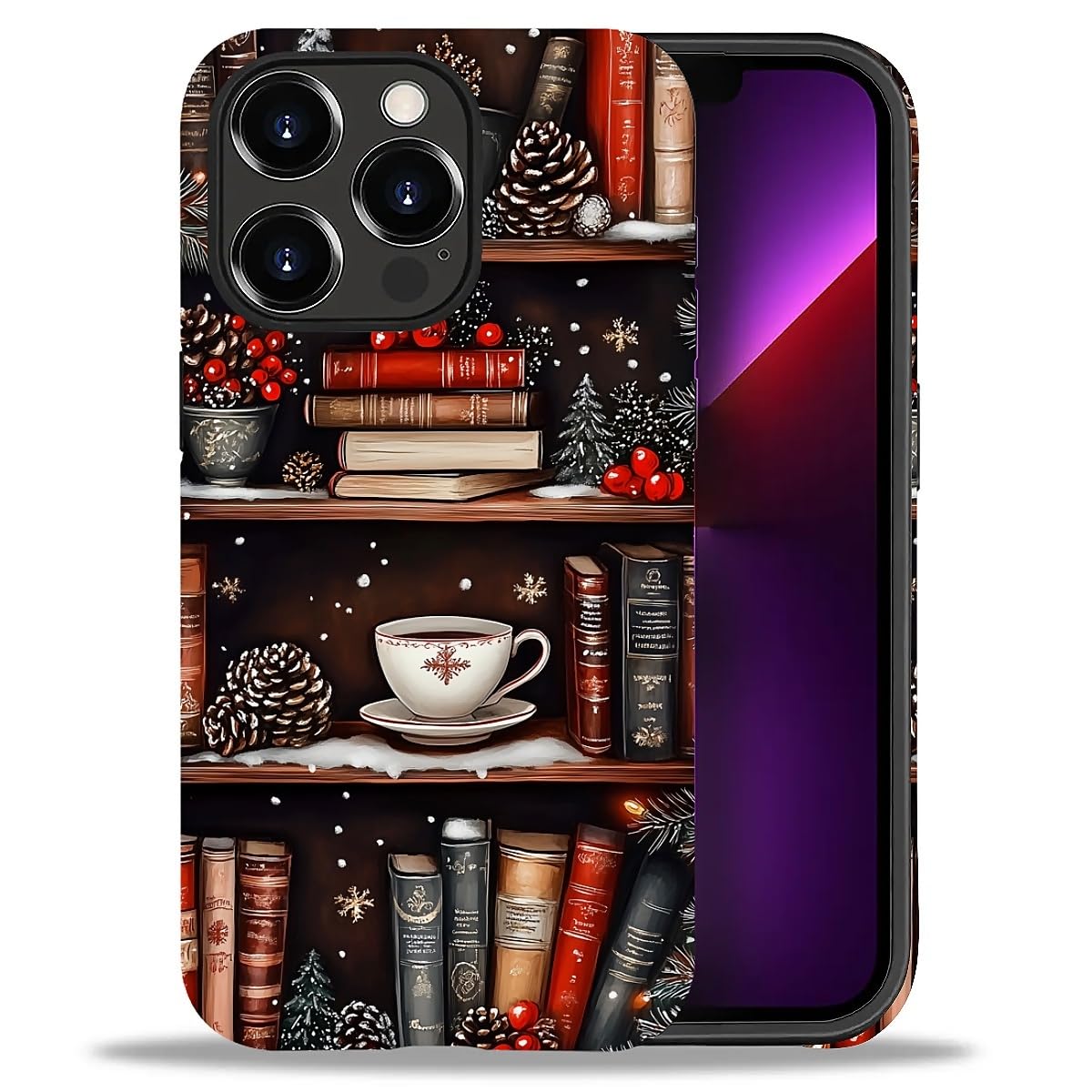 Case for iPhone 17,Drop Protection Hybrid 2-Layer Hard Phone Cover-Vintage Christmas Stamps Collage