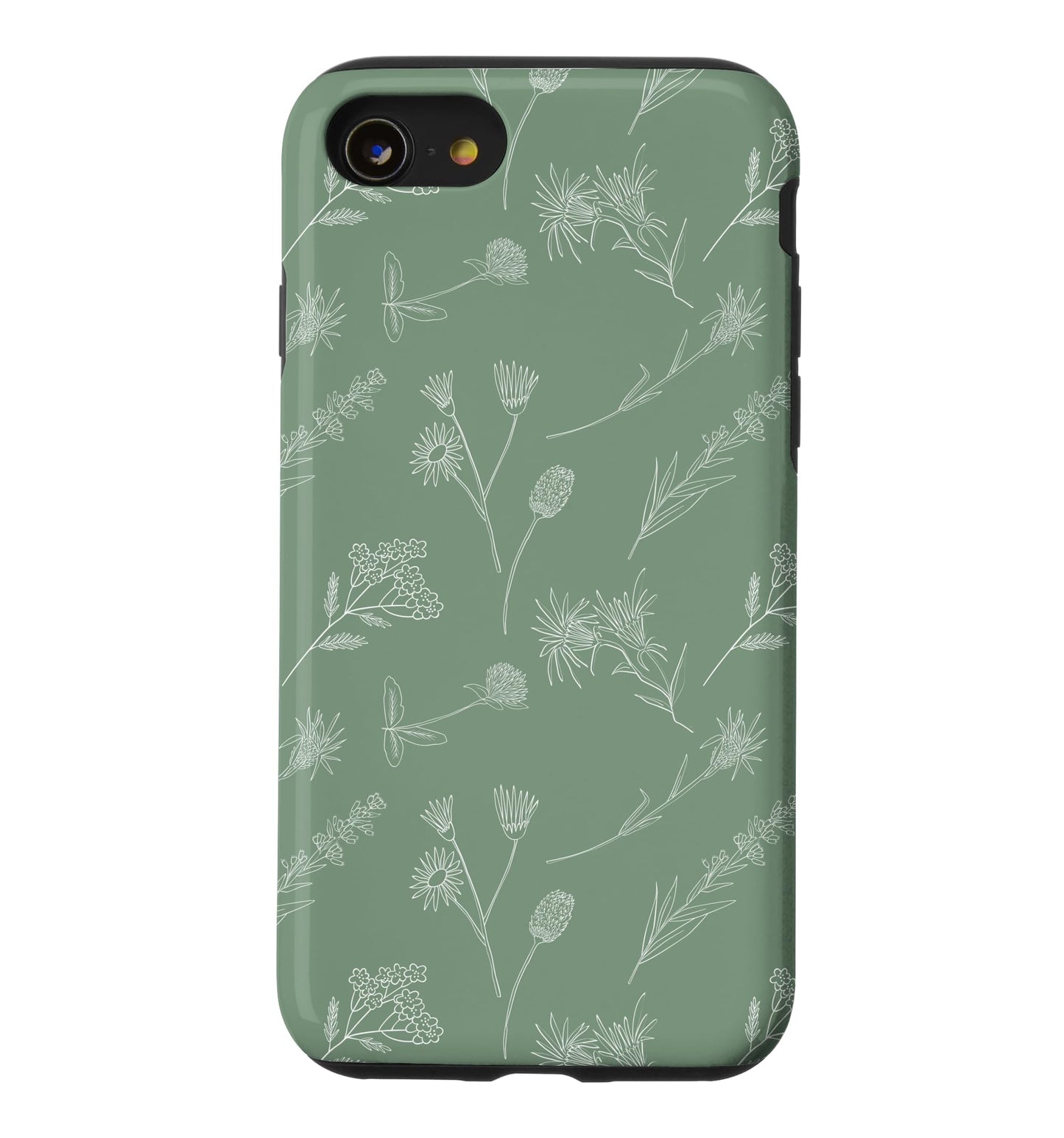 Leaves Botanical Plant Line Art Sage green Wildflower Floral Case for iPhone 16 Pro Max