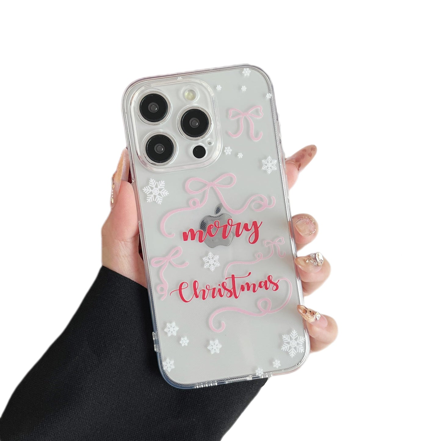 ZTOFERA Christmas Phone Case for iPhone 12 6.1 inch,Clear Cute Merry Christmas Pattern Phone Case Gifts Transparent Hard PC +TPU Bumper Shockproof Protective Cover-Gingerbread Man