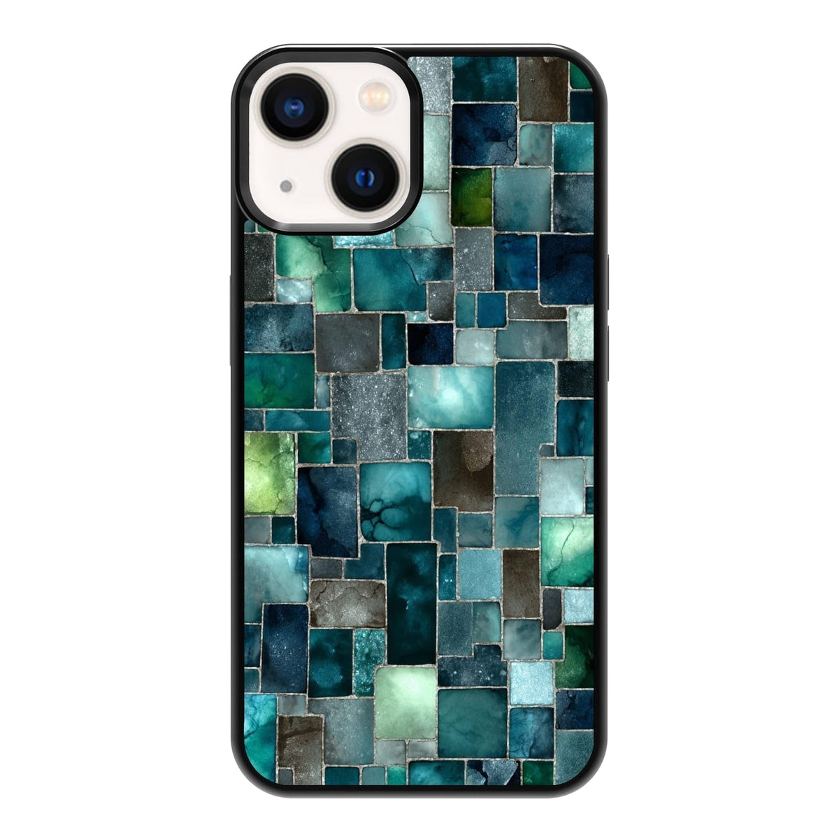 Nature Stained Glass Green Forest Tree Sunlight Phone Case, Shockproof Protective Cover for iPhone 11 12 13 14 15 16 17 Pro Max Plus Mini XR 7 8 SE