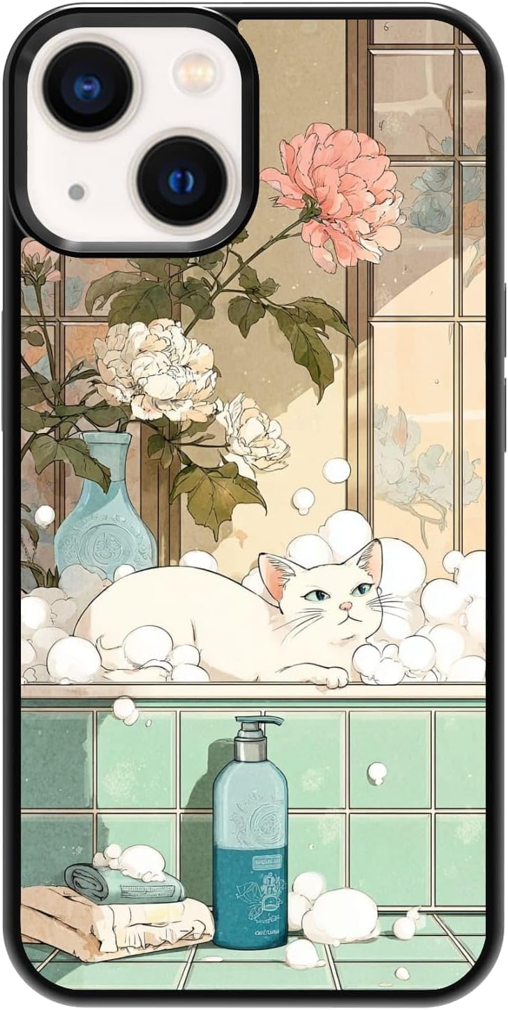 Black Cat Indoor Jungle Potted Plants Bookshelf Dark Green Botanical Urban Forest Phone Case, Shockproof Protective Cover for iPhone 11 12 13 14 15 16 17 Pro Max Plus Mini XR 7 8 SE