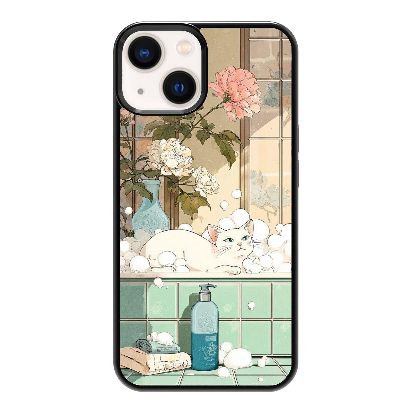 Black Cat Indoor Jungle Potted Plants Bookshelf Dark Green Botanical Urban Forest Phone Case, Shockproof Protective Cover for iPhone 11 12 13 14 15 16 17 Pro Max Plus Mini XR 7 8 SE