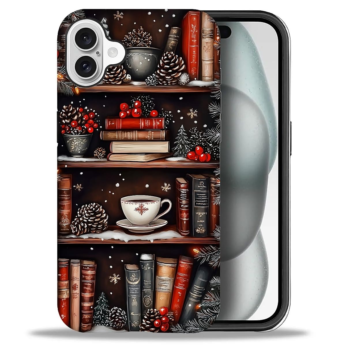 Case for iPhone 17,Drop Protection Hybrid 2-Layer Hard Phone Cover-Vintage Christmas Stamps Collage