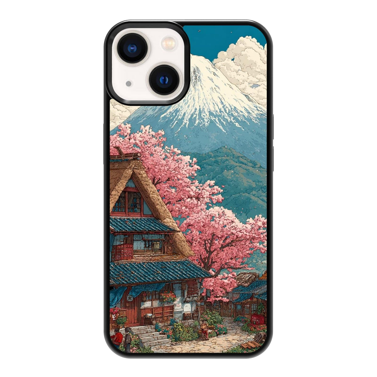 Dark Botanical Wildflower Forest Green Leaf White Blossom Nature Art Phone Case, Shockproof Protective Cover for iPhone 11 12 13 14 15 16 17 Pro Max Plus Mini XR 7 8 SE