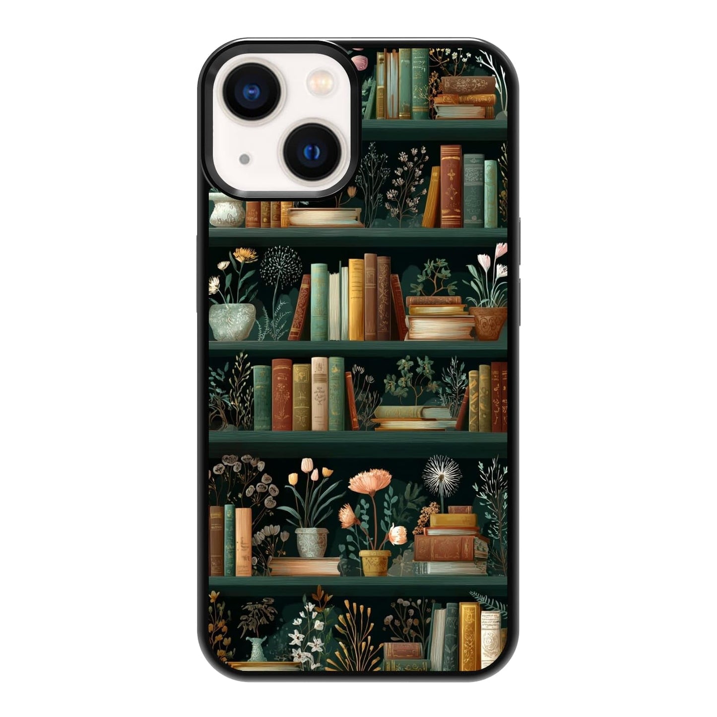 Plant Parent Bookshelf Botanical Greenery Library Phone Case, Shockproof Protective Cover for iPhone 11 12 13 14 15 16 17 Pro Max Plus Mini XR 7 8 SE
