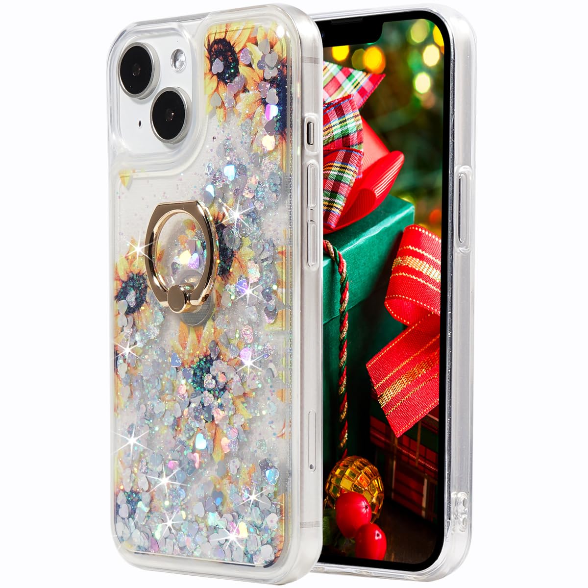 Glitter Christmas Case Compatible with iPhone 15 Glitter Case Christmas Tree Clear Soft TPU Rubber Bumper Girly Women Cute Liquid Holiday Case for iPhone 15 6.1‘’(Christmas Tree)