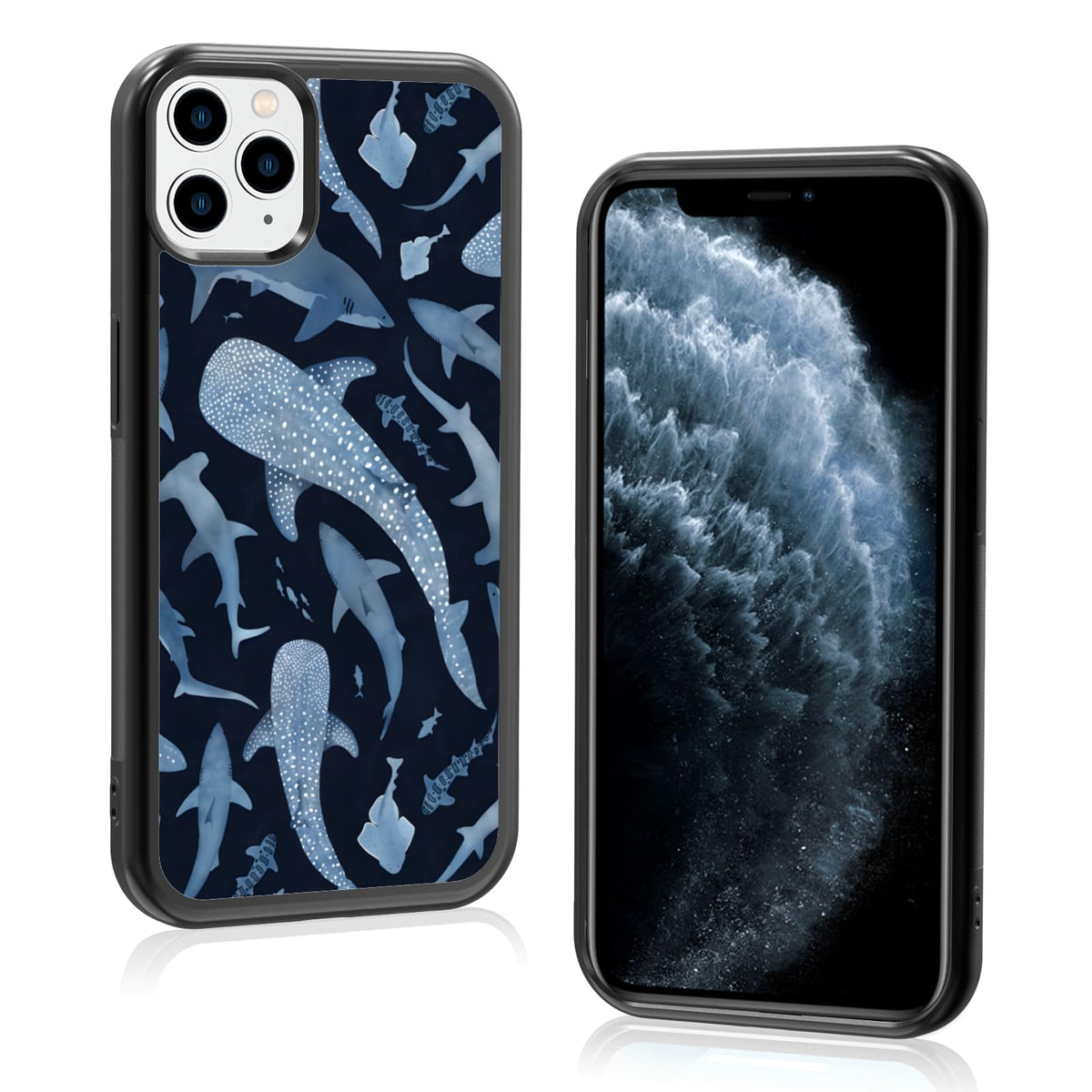Cute Blue Shark Aesthetic Phone Case for iPhone 14 & 13 Case for Women Teen Girls Kids Girls -6.1Inch
