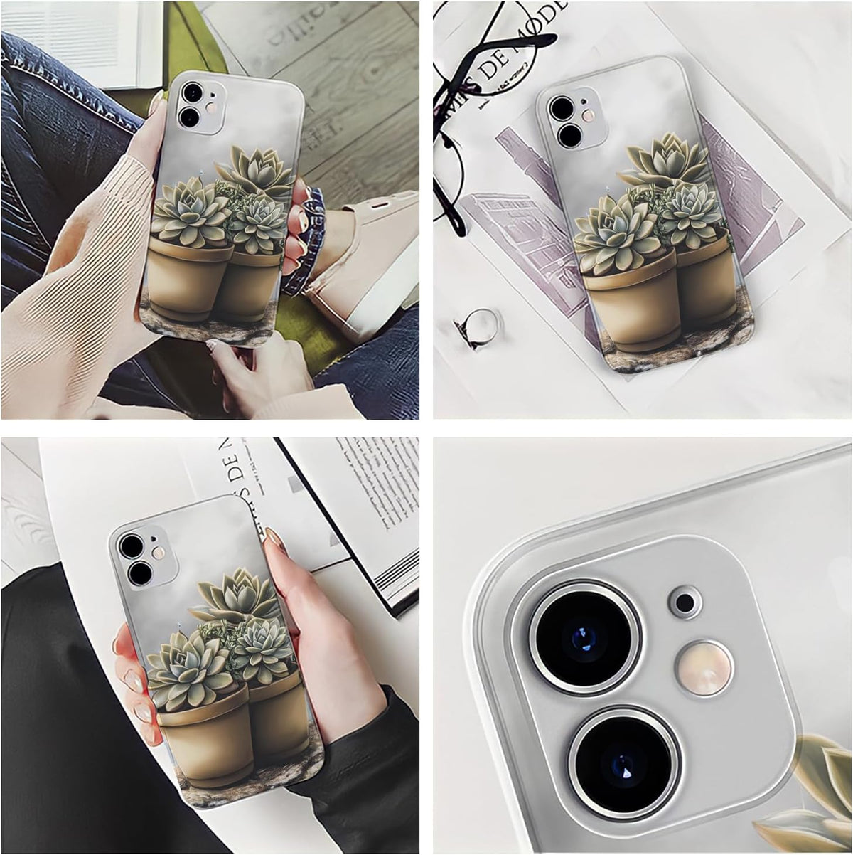 Raindrops Potted Plants Phone Case Compatible with iPhone 16 15 14 13 12 Compatible with Samsung Galaxy S25 S23 Plus S21 FE S22 Dual Layer Sturdy Shockproof Full Protection with Mag-Safe