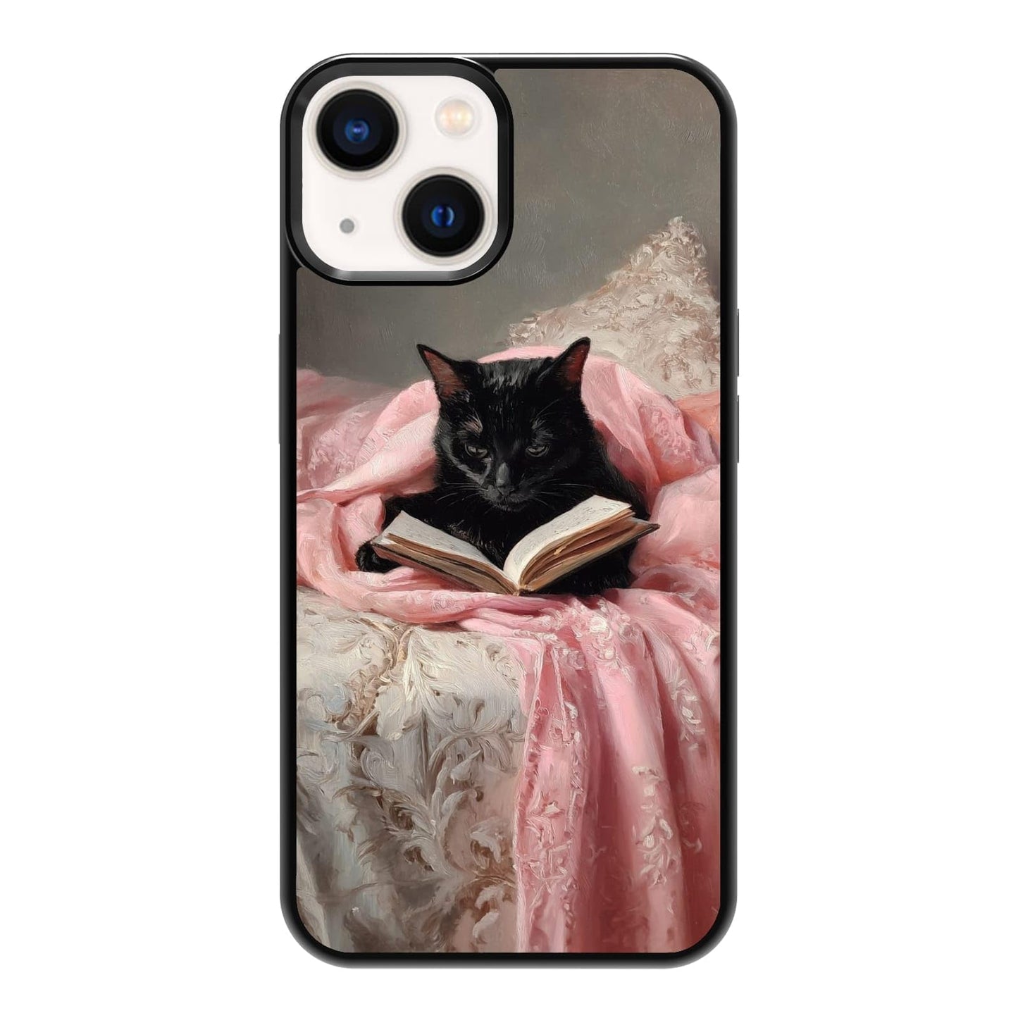 Lush Tropical Monstera Leaves Black Cat Botanical Art Phone Case, Shockproof Protective Cover for iPhone 11 12 13 14 15 16 17 Pro Max Plus Mini XR 7 8 SE