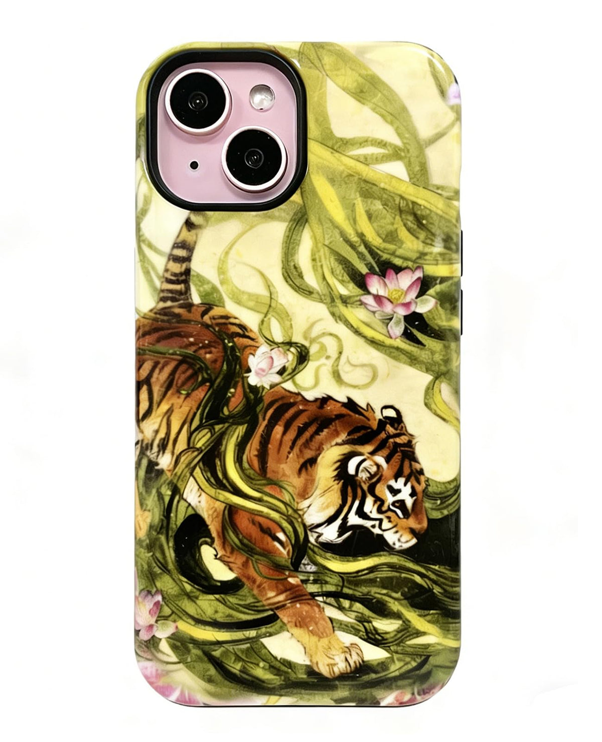 for iPhone 17 Pro Case Cute Retro Chinese-Style Tiger Phone Case Made of Hard PC Material, It Provides Full Protection with A Glossy Finish for Women (Green, iPhone 17 Pro)