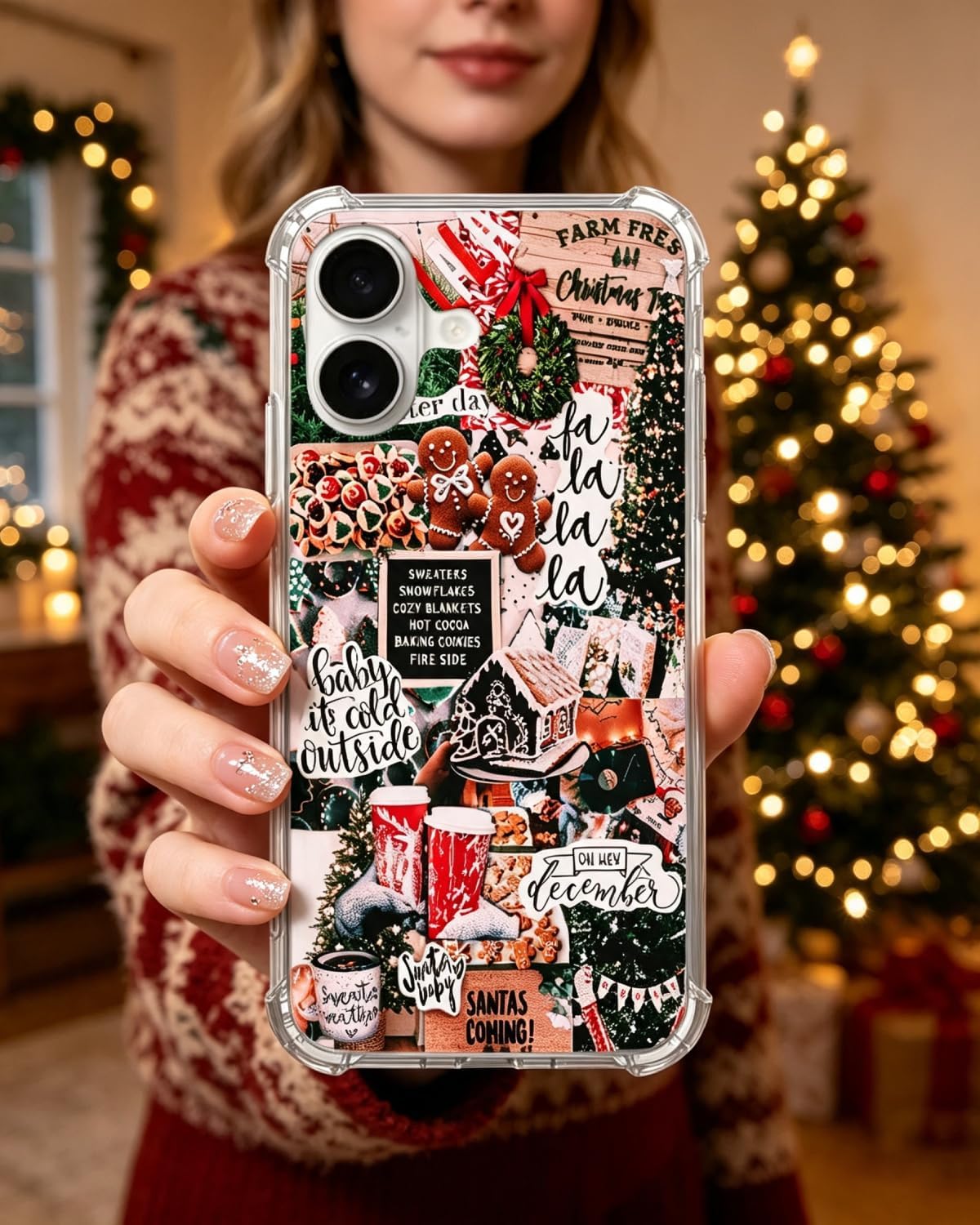 Christmas Aesthetic Phone Case Compatible with iPhone 17, Winter Holiday Festive Phone Cover for iPhone 17
