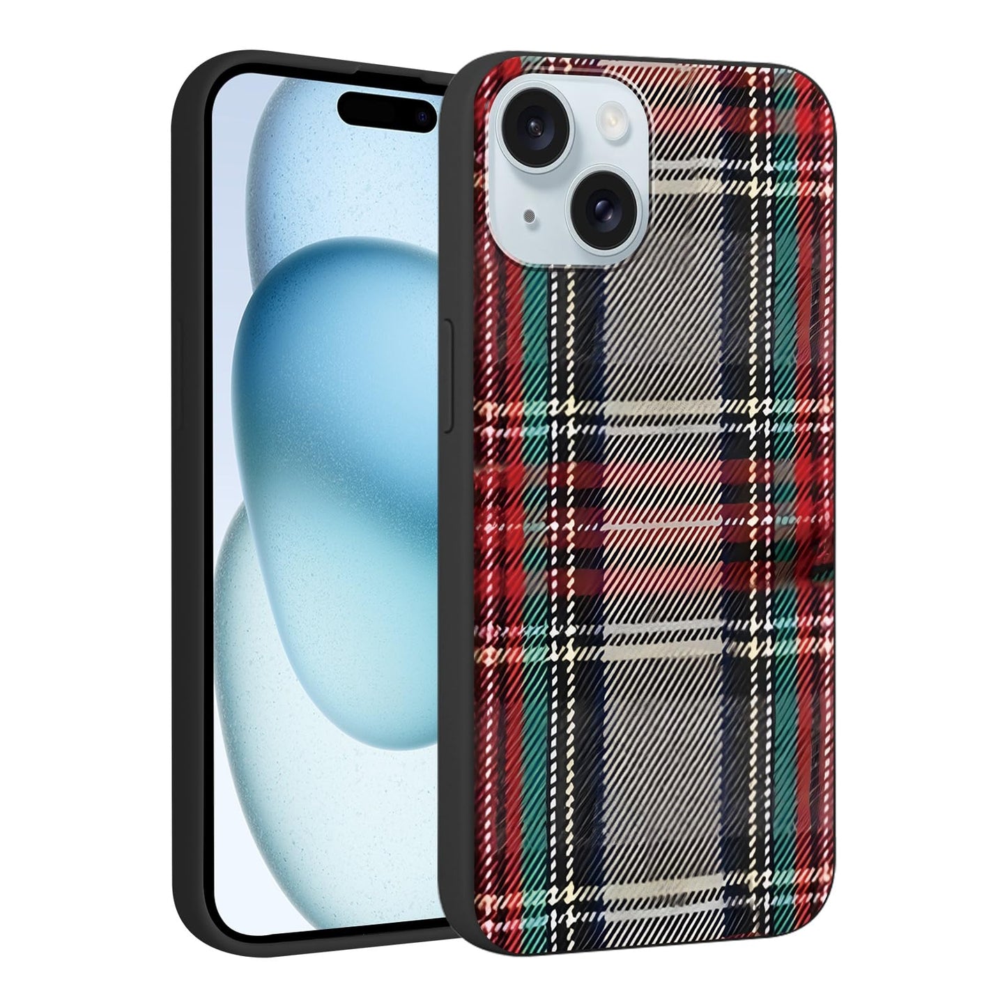 Merry Christmas Plaid Checkered Phone Case for iPhone 11 6.1", Cute Xmas Case Red Grey Scottish Tartan Grid Stripe Pattern Design Cover Shockproof Soft Silicone Protective Funda for Girl Women