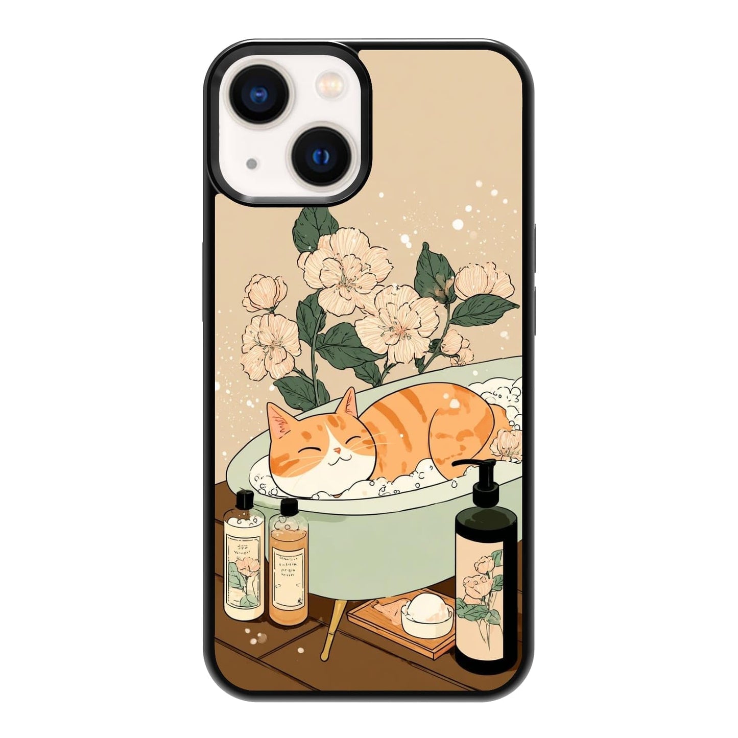 Lush Tropical Monstera Leaves Black Cat Botanical Art Phone Case, Shockproof Protective Cover for iPhone 11 12 13 14 15 16 17 Pro Max Plus Mini XR 7 8 SE